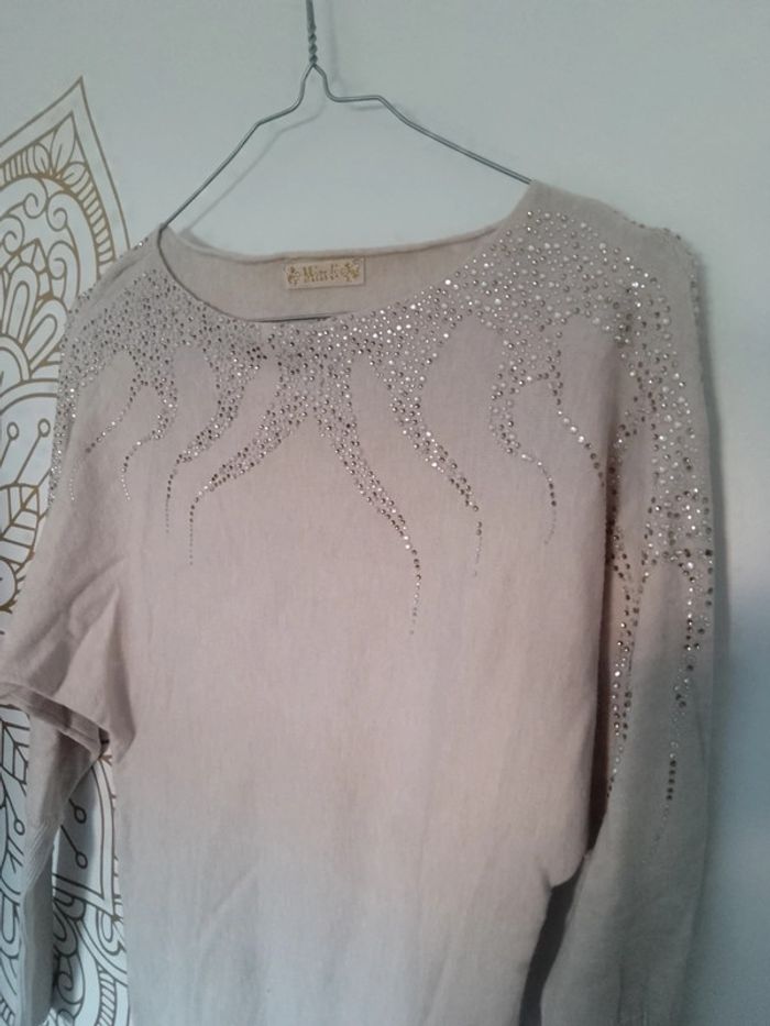 Joli pull bohème beige taille 36 - photo numéro 2