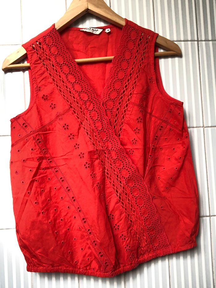 Chemisier Cache-Cœur Rouge Dentelle Naf-Naf