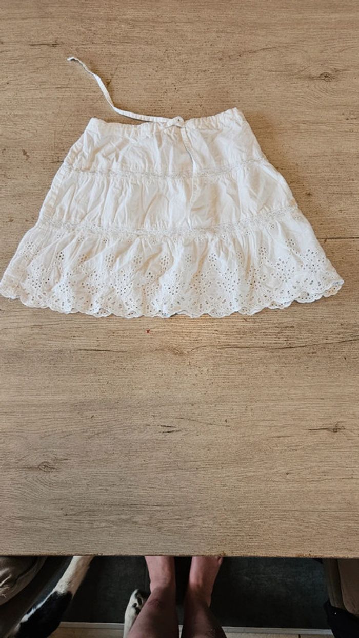 Jupe courte classique, blanche avec broderie, Buissonnière, 8 ans, nickel - photo numéro 2