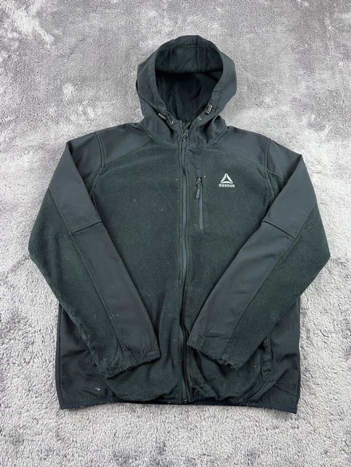 Veste polaire Reebok noire avec logo taille L – Homme streetwear