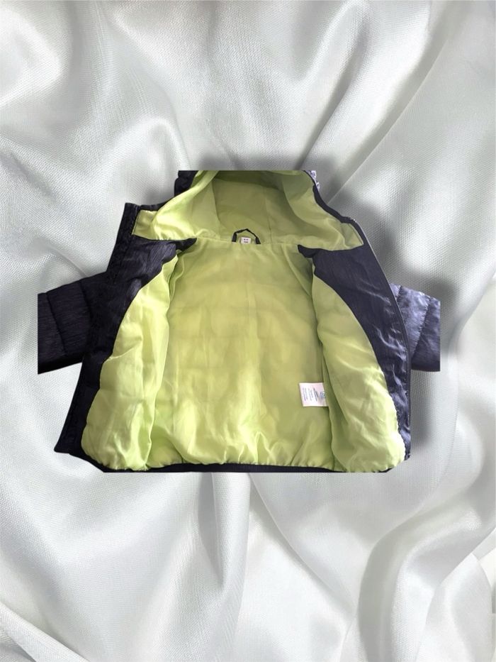 Manteau garçon noir et vert 6 12 mois - photo numéro 4