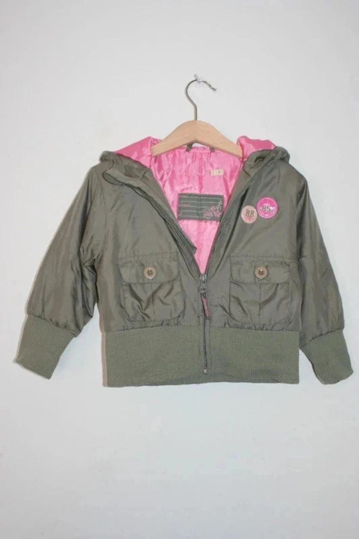 Blouson kaki intérieur rose 3 ans - photo numéro 4