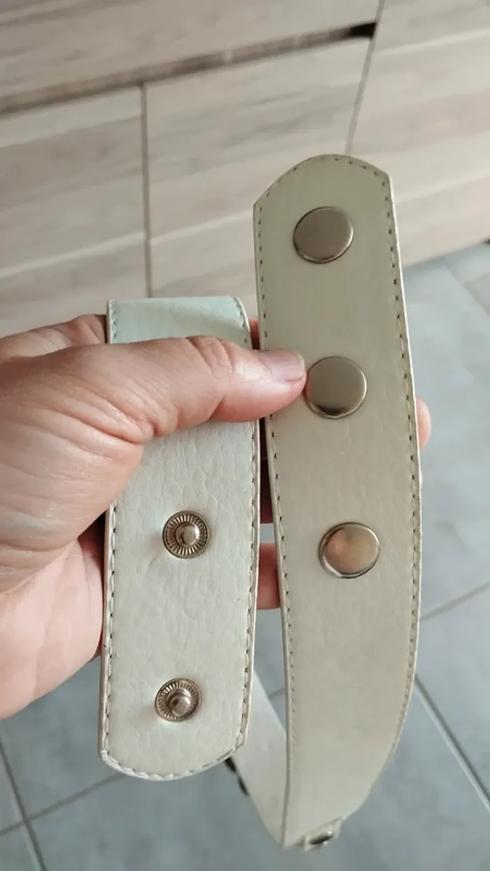 Ceinture blanche pression chaine argentée 90 cm - photo numéro 7