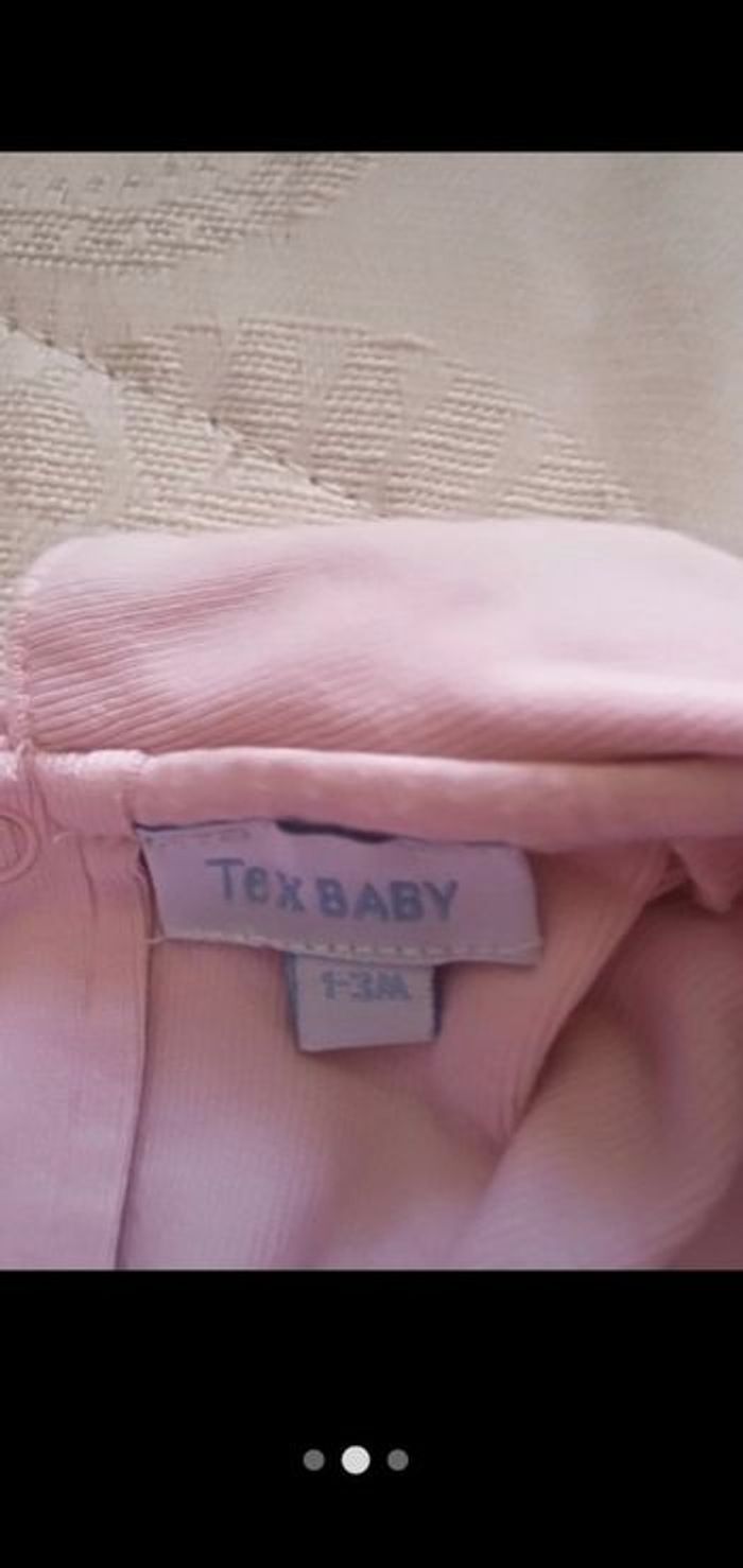 Tee shirt 1/3 mois manches longues col polo rose Tex - photo numéro 2