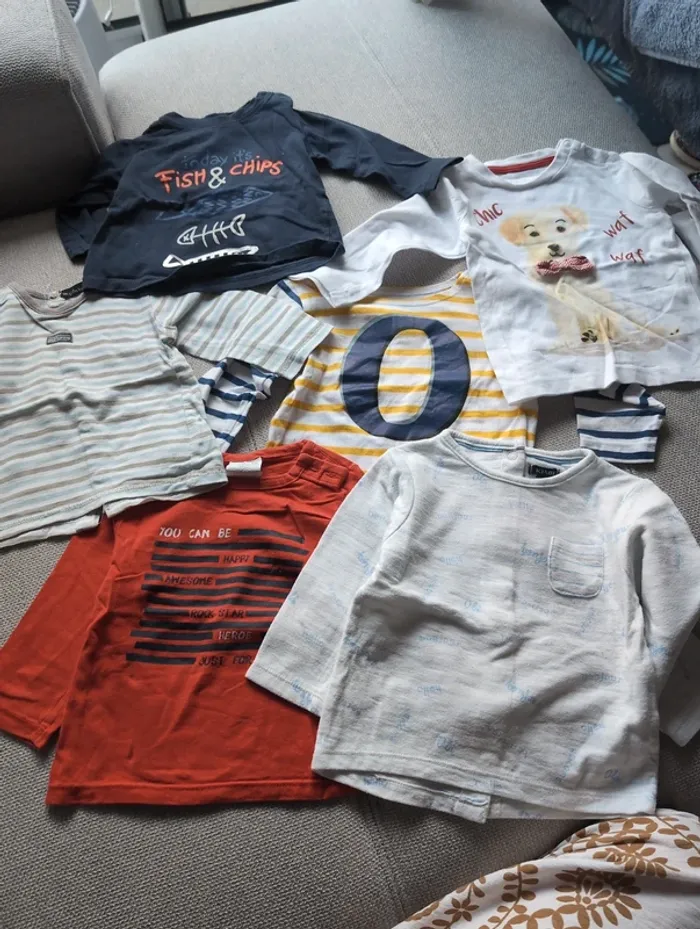 Lot 6 t-shirt manche longue 9 mois