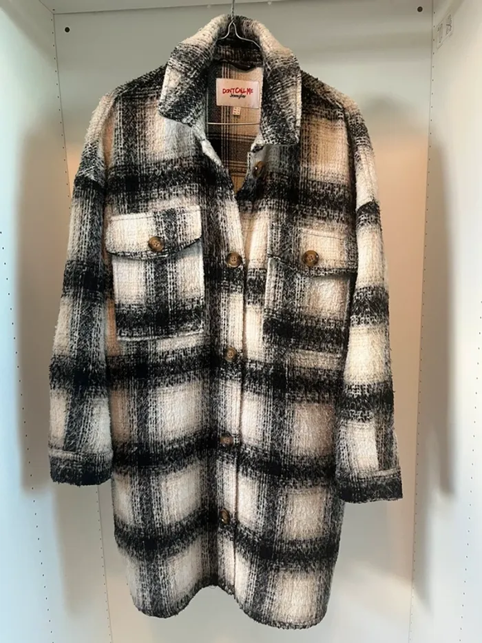 Manteau à carreaux noir et blanc Jennyfer Taille L