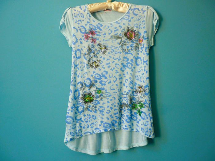 T-shirt Femme Replay XS 34 TBE bleu imprimé manches courtes - photo numéro 3