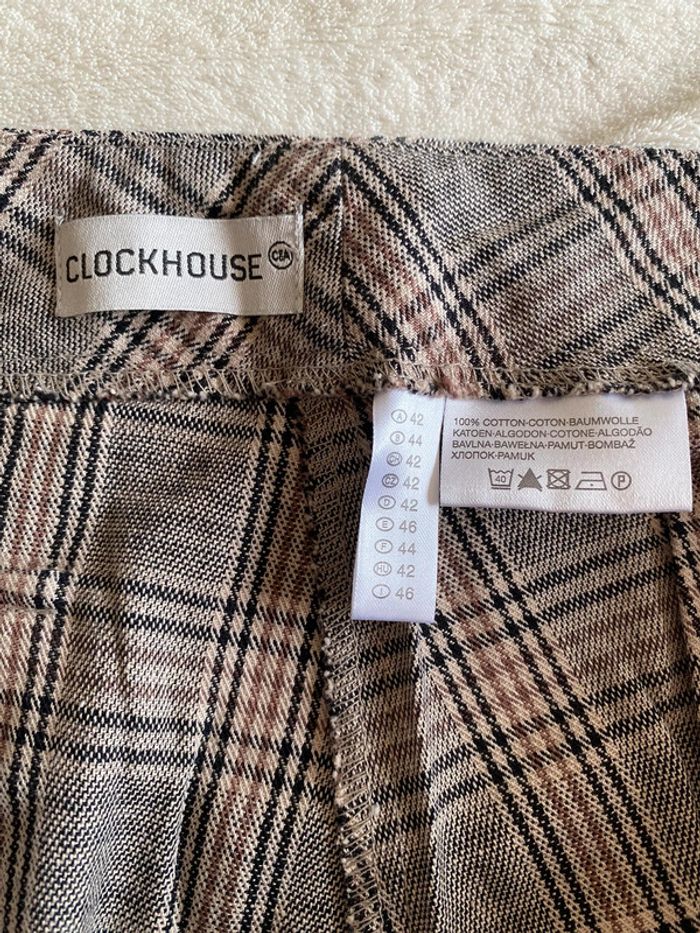Short bermuda C&A clockhouse Gris beige noir à carreaux taille 42 - photo numéro 18