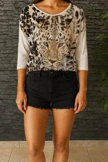 🤎🤍Blouse Fluide Motif Léopard – XSide – Taille 40 TBE 🤍🤎