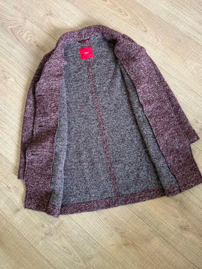 Manteau bordeaux en laine S.Oliver taille 38 bon état (présence de bouloches) - photo numéro 8