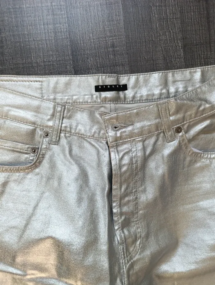 Pantalon enduit argenté sisley - photo numéro 2