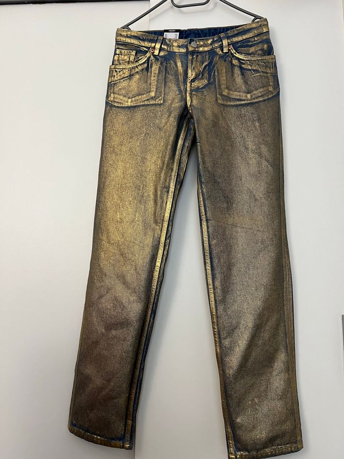 Jean droit doré et bleu Monki - photo numéro 2