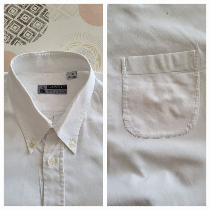 Lanvin Chemise MC T43/TUS17/TXL-Blanc-Coupe Droite-Vintage 90s-100%Coton en TBE - photo numéro 10