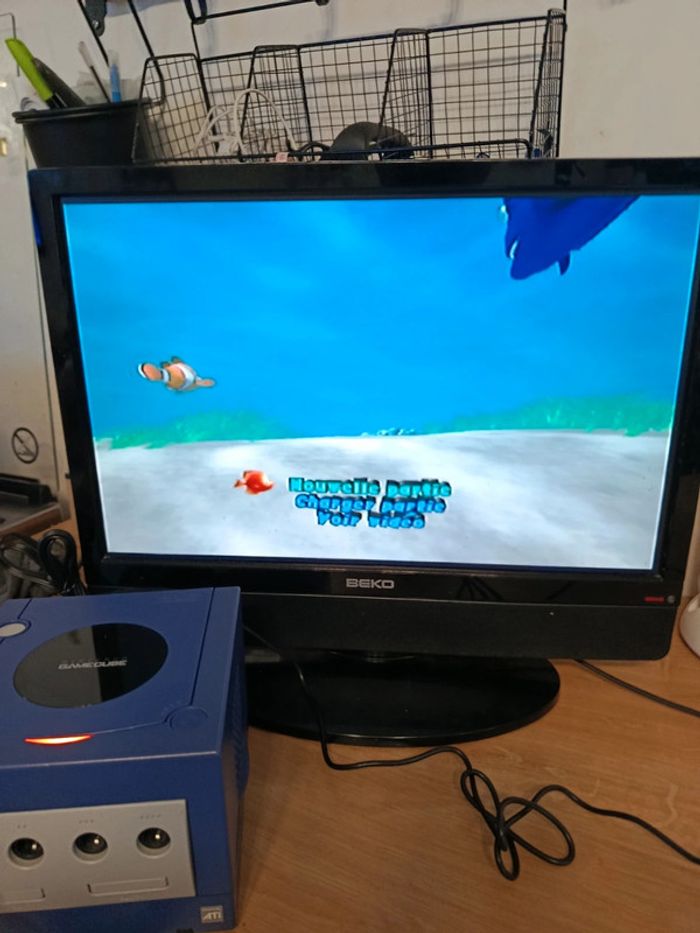 Nintendo GameCube violette manette câble et carte mémoire - photo numéro 14