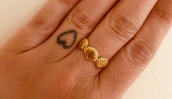 Bague tendance coquillage doré ajustable acier inoxydable