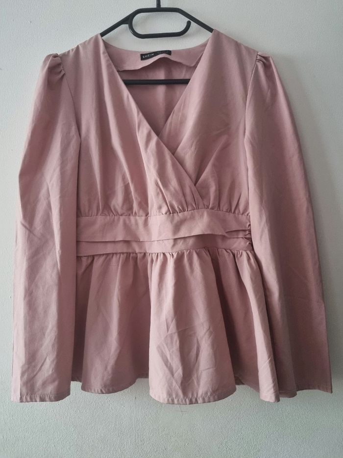 Blouse rose manche longue