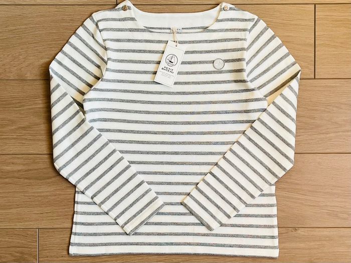 Marinière en jersey gris argent collection Noël Petit bateau T-12 ans - photo numéro 2