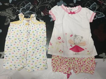 "N°106" Lot de 2 Combinaisons Été Fille (9 mois)