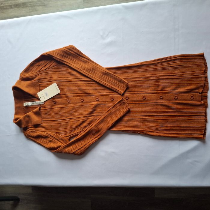 Robe en maille côtelée marron caramel à manches longues - Taille Unique - NEUF - C'est Monique