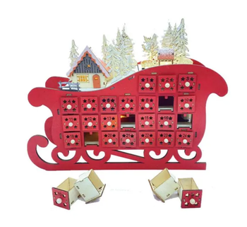 Noël Calendrier de l'avent en bois avec LED et 24 tiroirs NEUF 100%