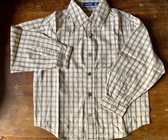 Chemise à carreaux beige marron 6 ans Okaïdi