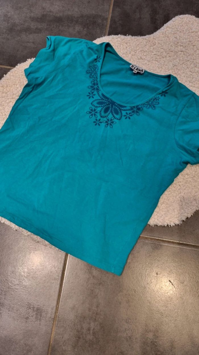 Tee shirt femme bleu vert bouteille 2XL
