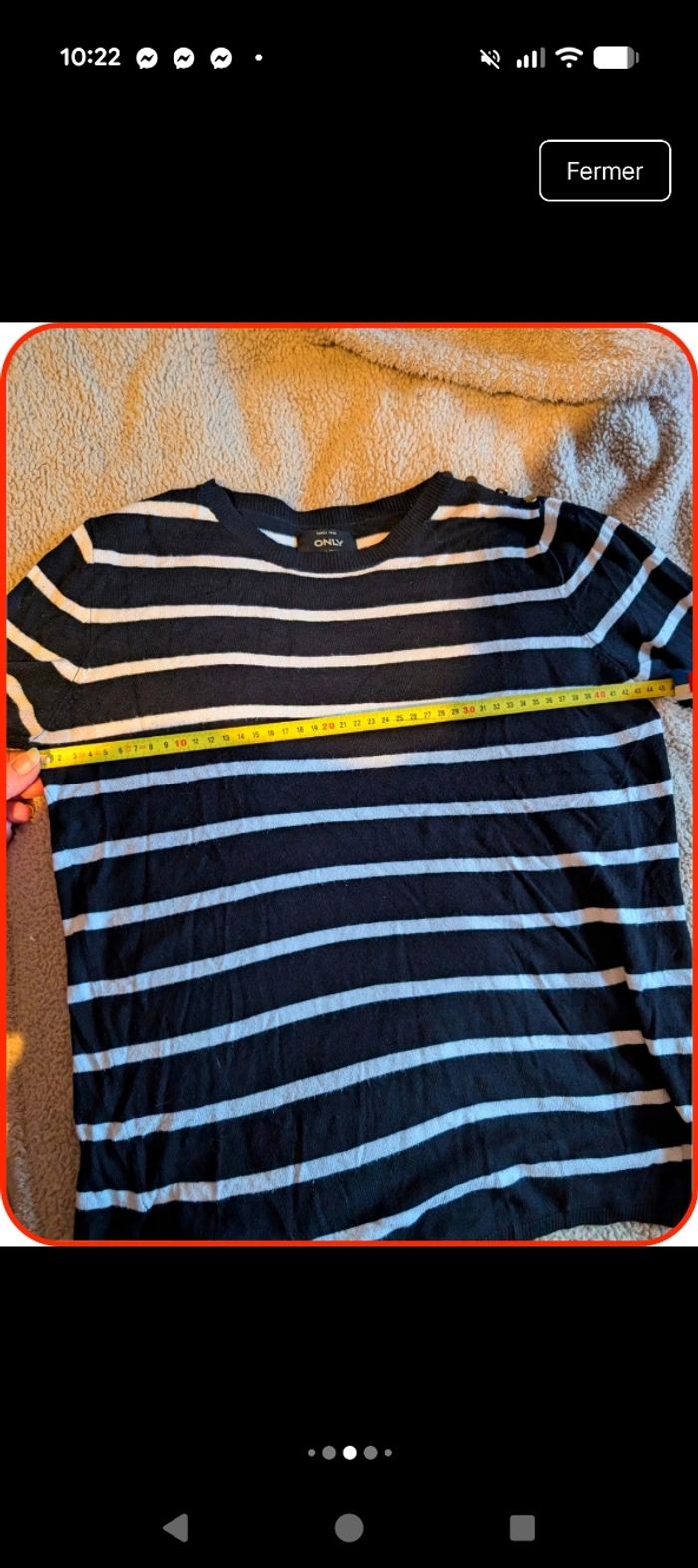 Pull marin noir et blanc ONLY - Détails boutons dorés - Taille XS - photo numéro 8