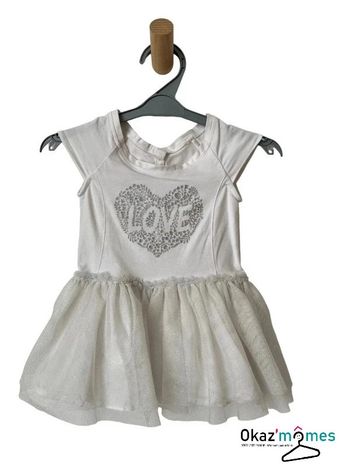 Robe blanche à manches courtes effet “2 en 1” - Absorba 12 mois (74cm)