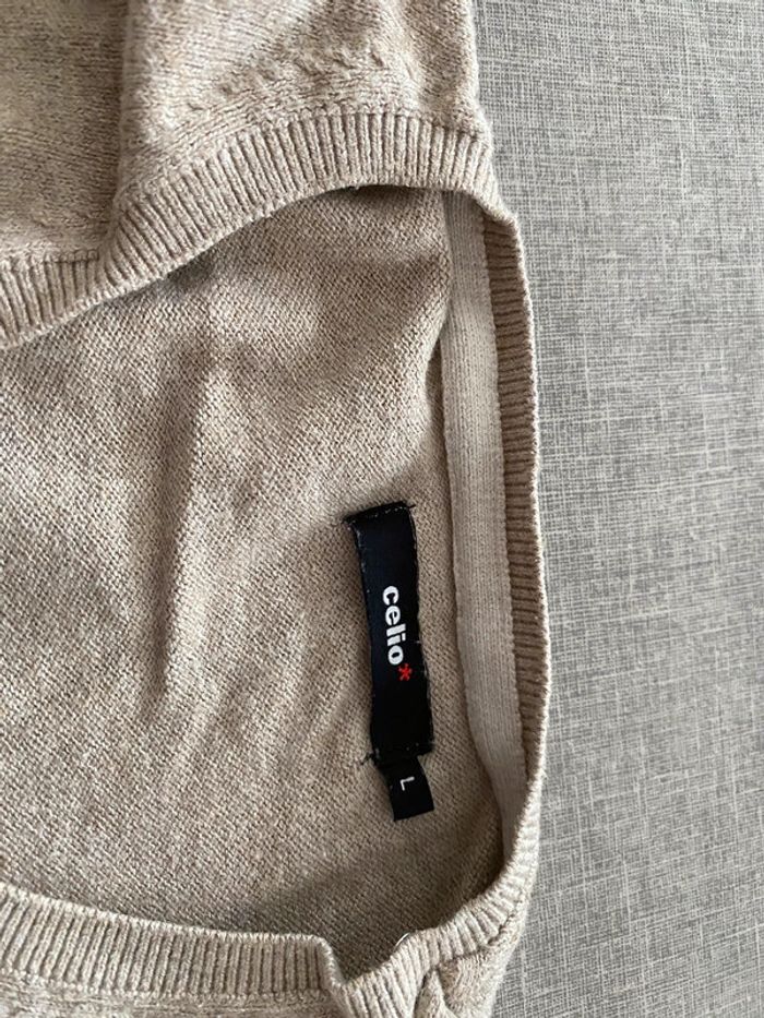 Pull classique Celio L beige - photo numéro 2