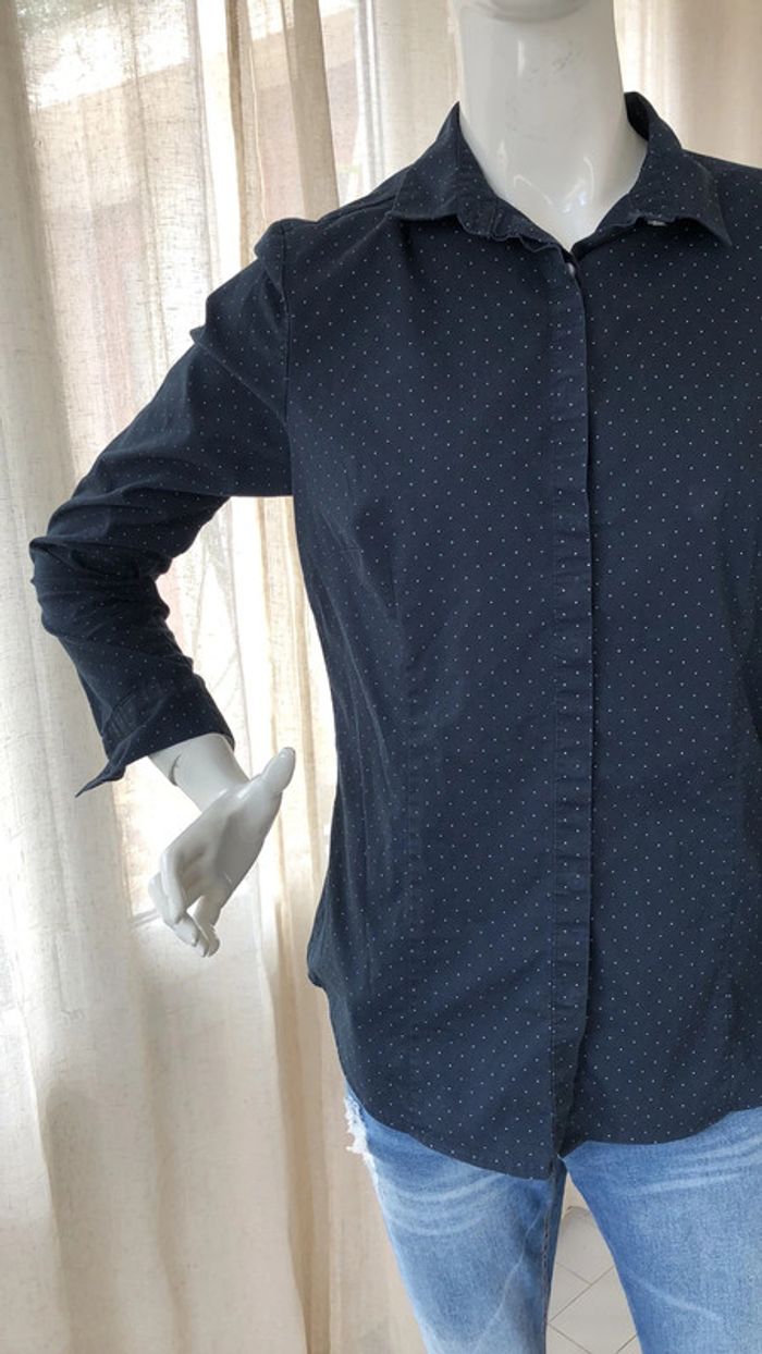 Chemise bleue marine à pois blancs - photo numéro 3