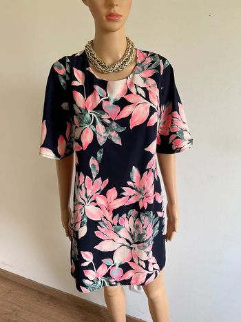 Robe bleue marine et rose à manches courtes Amélie & Amélie taille S jamais portée