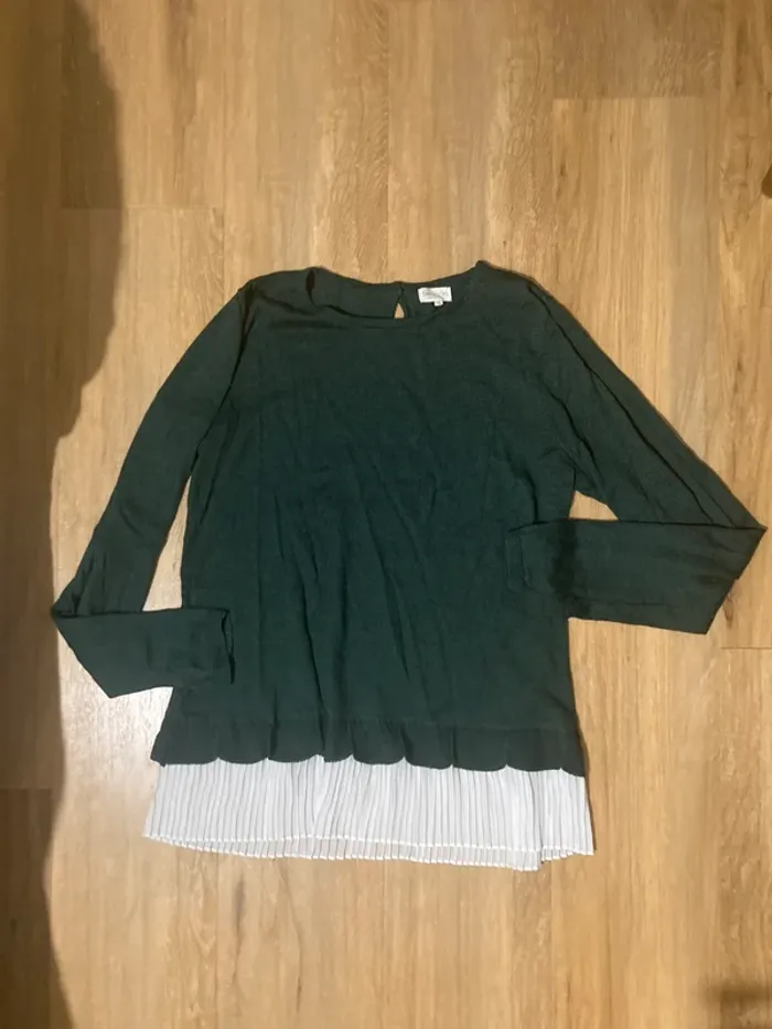 Pull fin vert foncé