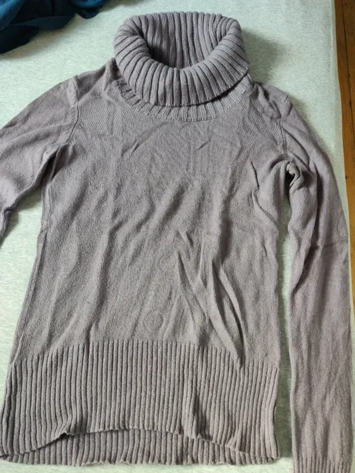 Pull col roulé gris - photo numéro 8