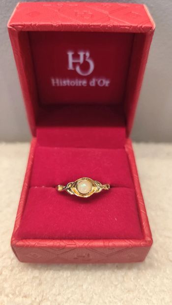 Bague dorée et perle - 18mm