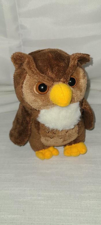 Peluche Animal Chouette Marron Gros Yeux 14 cm