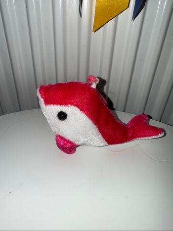 Porte clé doudou dauphin rose et blanc