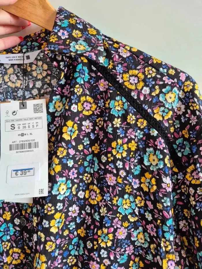 Robe d'été ZARA Taille S 36 fleuries manches longues neuve - photo numéro 9