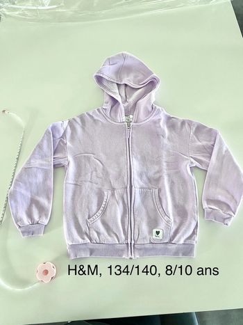 Gilet zip capuche parme 10 ans