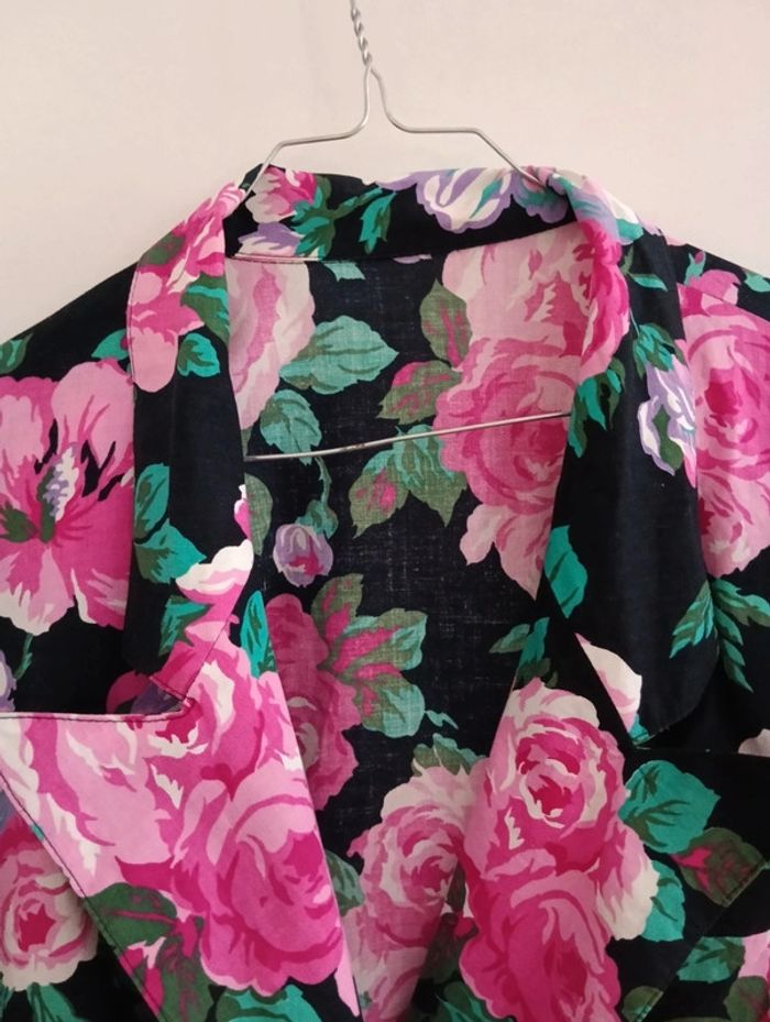 Veste vintage en coton à fleurs - photo numéro 4