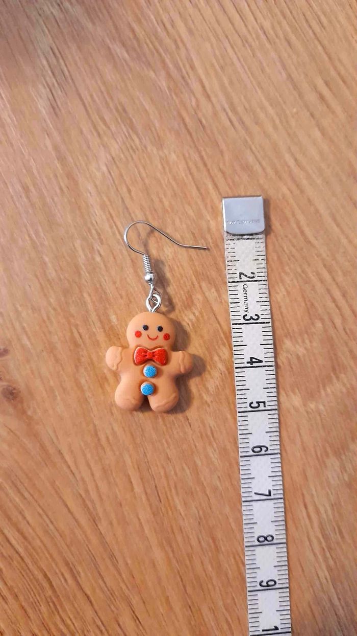 Bijoux Noël | Boucles d’oreilles Pain d’épices – Neuves - photo numéro 3