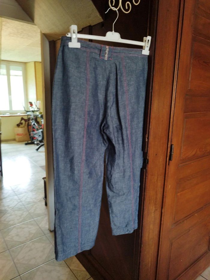 Pantacourt bleu rose vintage style denim y2k 38 - photo numéro 10