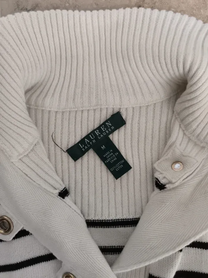 Pull-over coton col boutonné femme Lauren Ralph Lauren taille M - photo numéro 7
