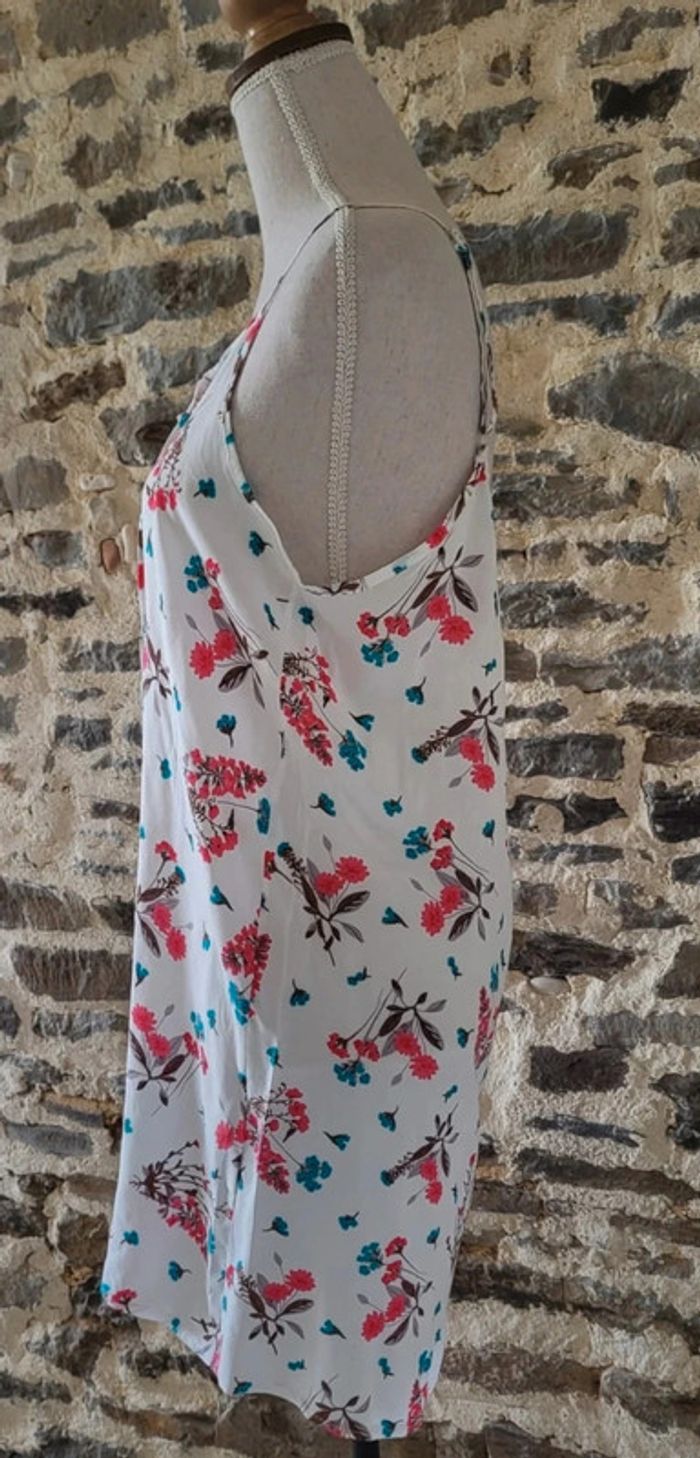 Robe d'été fleurie bleue rose beige sur fond blanc Z-One Taille L/XL ou 40 - photo numéro 2