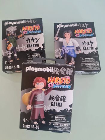 3 Playmobil naruto shippuden - neuf - sasuke gaara kakashi