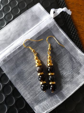 Boucles d'oreilles Obsidienne