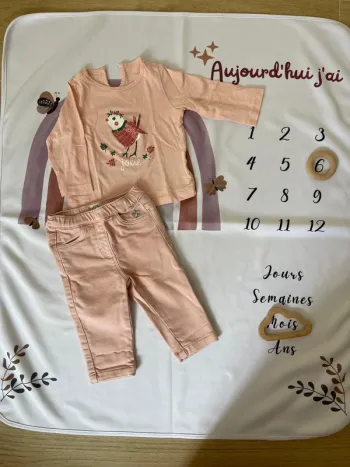Ensemble bébé fille Pat et Ripaton – Taille 6 mois – Rose