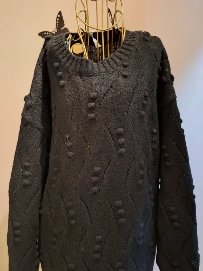 Longue robe pull noire - photo numéro 2