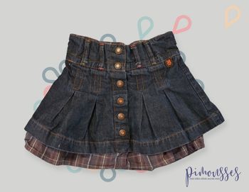 Jupe courte jean popeline bleu foncé gris orange rose carreaux Sergent Major 3 ans 94 cm fille