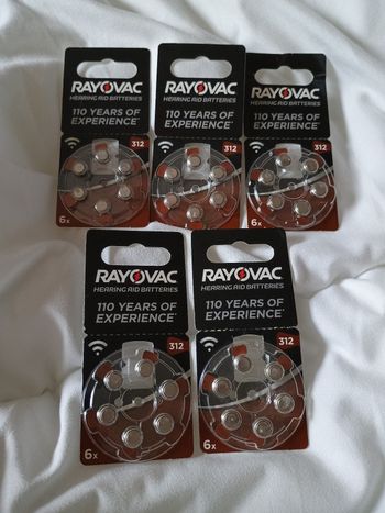 Lot de 5 blisters de piles bouton réf. 312; 1,45V