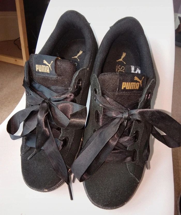 Puma Vikky Platform Ribbon - Noir et doré - Taille 37 - photo numéro 3